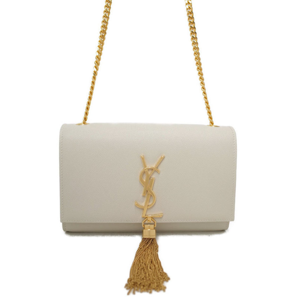 Saint Laurent Logo Kate Chain Shoulder Bag White
